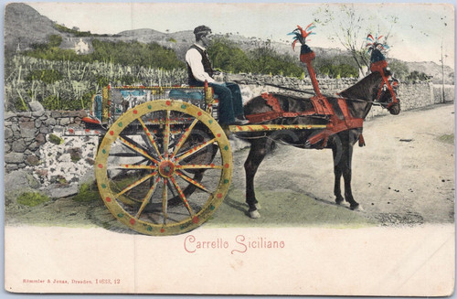 Vintage postcard sicilian cart - vintage,
