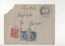 REGNO - 1870 - 1874 - SEGNATASSE-1-LIRA-1906-10-CENT-1908-25-CENT-USED-ON-FOLDER