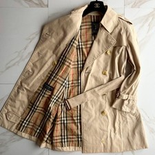 Burberry Trench Coat M Beige Check Cintura Vintage Lungo Capispalla