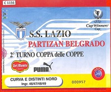 C1156 - Vecchio BIGLIETTO PARTITA CALCIO - 1998-99   LAZIO vs PARTIZAN BELGRADO