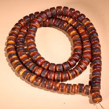 Vecchio materiale Tibet Yak Bone Kapala preghiera perline buddismo tibetano 108 perline #4362