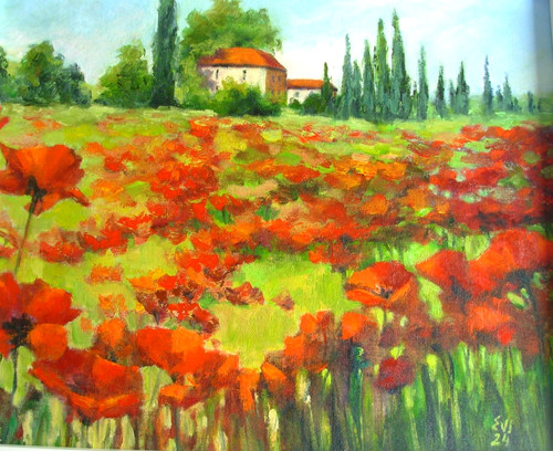 Papaveri quadro olio - , originale