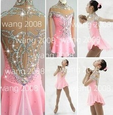 Costume da competizione pattinaggio figura ghiaccio bambina Baton Twirling rosa