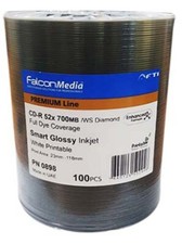 600x Falcon Media Pro CD 52x 700mb tintura diamantata lucida intelligente stampabile a getto d'inchiostro 
