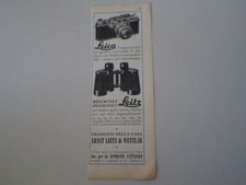 advertising Pubblicità 1952 MACCHINA FOTOGRAFICA LEICA/BINOCOLI LEITZ
