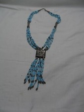 Vintage potente collana a più fili gozzo argento turchese