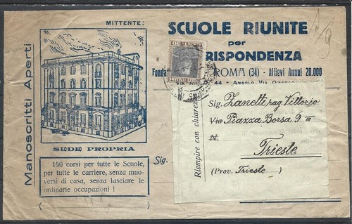 1928 busta scuole riunite - 1928, per