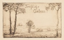 A. SCHINNERER (*1876), Buona Pasqua, 1910 circa, acquaforte realismo paesaggio