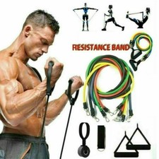 KIT BANDE ELASTICHE FASCE DI RESISTENZA FITNESS ALLENAMENTO MANIGLIE PALESTRA 