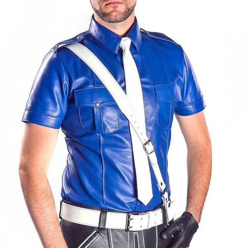 Camicia uomo vera pelle blu - vera,