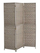 SEPARE IN VIMINI DA INTERNO CON 3 PANNELLI E STRUTTURA DA 135X180 CM GRIGIO 