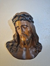 Scultura Viso Di Cristo In Legno