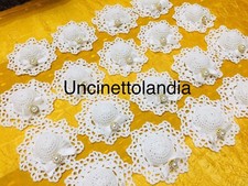 10 Cappellini bianchi uncinetto,nascita,cresima,comunione,bomboniera,segnaposto