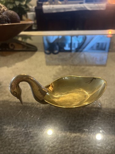 Vintage ottone cigno porta