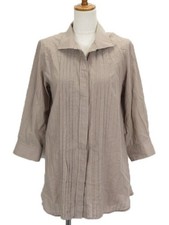 Camicetta donna Esche beige in chiffon colletto aperto manica a 3/4 taglia 40