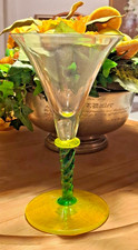 Antico bicchiere da vino stile liberty bicchiere meraviglioso piede giallo a coste