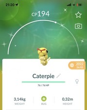 Shiny Caterpie Pokemon Gen1 Go