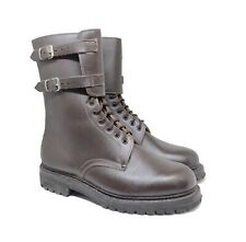 Anfibi Stivali Militari con 2 Fibbie D'epoca Pelle Marrone - Size 41 Eu