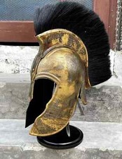 Elmetto Troy medievale Elmetto in acciaio con pennacchio nero