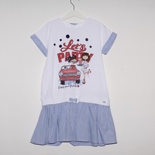 Abito bambina MAYORAL bianco blu età 9 facciamo festa estivo cotone manica corta