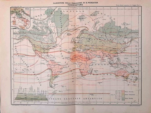 Stampa antica planisfero con - antica,