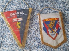 2 GAGLIARDETTI PENNANTS VINTAGE FOOTBALL CALCIO GENOA 1893. OFFICIAL