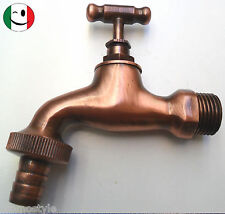 RUBINETTO IN OTTONE A FARFALLA   DA ½" CON PORTA GOMMA RAMATO - RAME