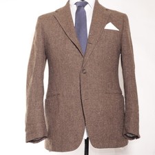 Vintage anni 50 Cappotto sportivo Press marrone melange orzo tweed tacca 3R/2B 1V