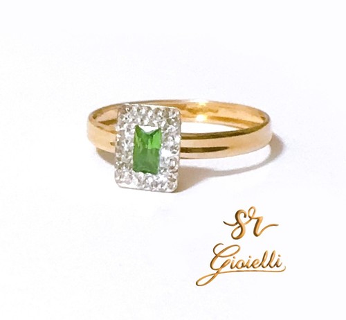Anello solitario toppa verde - solitario,