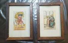 Coppia Quadretti Legno Vetro Stampe Antiche Decorative  Décembre  Juillet