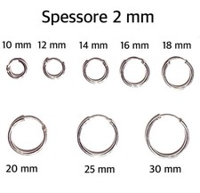 Orecchini Cerchietto Coppia Argento 925 Uomo Donna Cerchio 2x10-30mm Unisex Lobo