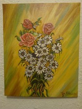 QUADRO CON  FIORI  DIPINTO A