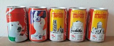 Lotto 5 Lattine Coca Cola Vintage Anni '90 Vuote Olimpiadi Orso Bianco