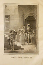 1838 GIOVANNA II IN CASTEL CAPUANO LITOGRAFIA ORIGINALE ZEZON NAPOLI