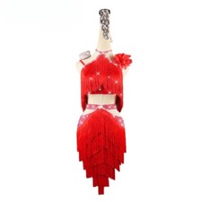 Latin Dance Dress Tassel Stones Skirt Clothing Female Adult Child Clothes Suit