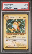 Pokemon PSA 9 Mint Raichu 36/108 Evolutions Holo Rare XY era Base Set Reprint