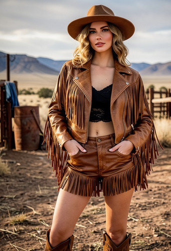 Giacca donna western - , frange