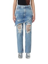 Liu Jo Glam Dritto Bic Jeans Donna W28 Comode Gonna Lacerati Antico Blu