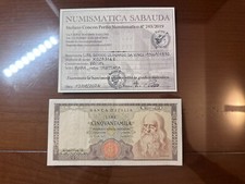 BANCONOTA LIRE 50000 LEONARDO DA VINCI 19 7 1970 RARA certificata BB/SPL SABAUDA