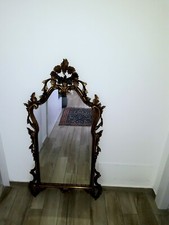 Antico Specchio '800 Napoletano' in legno intarsiato dorato