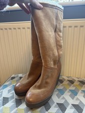 Stivali donna frassino UK 6 EU 39 marrone 100% camoscio zeppa shearling