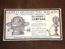 Pubblicità d'Epoca per collezionisti Lampade Negozio Carlo Sigismund Milano
