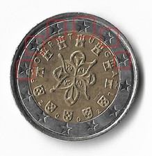 Moneta 2 euro Portogallo difetto di conio rara, perfetto stato (Portugal 2022)