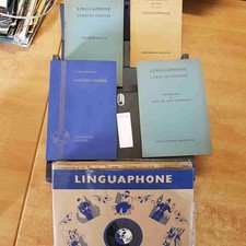 LINGUAPHONE CORSO DI INGLESE 16 VINILI 78 GIRI + 4 VOLUMETTI + 1 VALIGETTA 1958