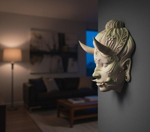 Hannya girl mask wall mount - wall,