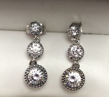 Orecchini Pendenti Zirconi Eleganza Eterna PANDORA Autentici RITIRATI #290742CZ