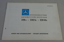 Manuale D'uso Mercedes-Benz Frizione Automatica In W111 Heckflosse Del '59