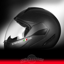  adesivi CASCO MOTO: NOME PERSONALIZZATO + BANDIERA ITALY  + GRUPPO SANGUIGNO RH