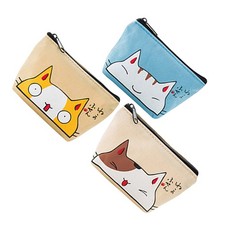  Portamonete stampato con gatto di cartone animato da 3 pezzi Portafogli in