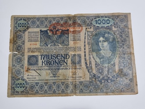 Antica banconota 1000 corone